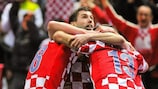 Сборная Хорватии отмечает гол в ворота украинцев