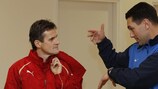 Roberto Menichelli und Mato Stanković am Freitag im Gespräch in der Arena Zagreb