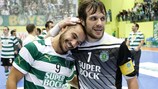 João Benedito celebra la clasificación del Sporting para la final a cuatro en noviembre