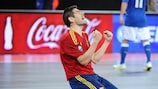 Kike celebrates reaching the Futsal EURO final earlier this year