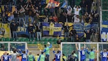 Verona players celebrate their Coppa Italia triumph at Palermo