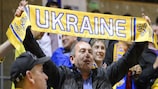 Adeptos da equipa de futsal da Ucrânia