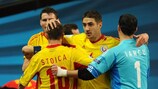 Emil Răducu feiert Rumäniens erstes Tor gegen Belgien