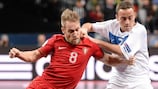 Massimo De Luca (right) tussles with Portugal's Pedro Cary during the teams' semi-final