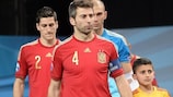 Torras leads Spain out before his penultimate international appearance against Croatia in Antwerp