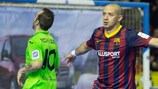 Igor celebrates scoring in Barcelona's 5-3 defeat of Interviú in January