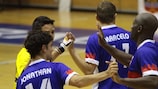Baku United celebrate during their victory against Sarajevo on Saturday
