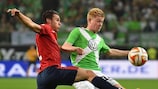 LOSC's Sébastien Corchia challenges Wolfsburg goalscorer Kevin De Bruyne
