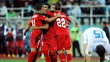Sevilla celebrate their opening goal on a dramatic night