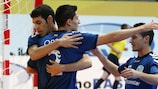 Inter celebrate one of their six goals against Varna