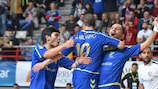 Inter celebrate scoring in their 10-2 defeat of Kremlin Bicêtre