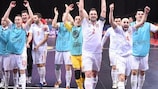 Serbia celebrate at the end