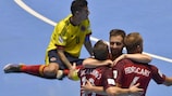 Portugal celebrate their last-gasp equaliser against Colombia
