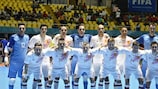 L'équipe d'Espagne avant son quart de finale lors de la dernière Coupe du Monde de Futsal