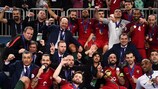 Сборная Португалии празднует победу на ЕВРО-2018