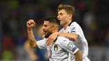 Lorenzo Insigne celebrates his goal for Italy