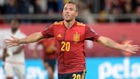 Santi Cazorla celebrates after scoring his first goal for Spain in four years