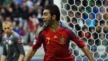 Adrián fête l'un de ses cinq buts lors de l'EURO Espoirs