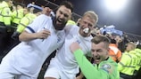 Finland players celebrate qualification