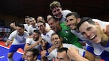 Italy celebrate beating Hungary to progress