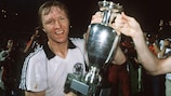 West Germany's Horst Hrubesch with the trophy after Germany’s victory in the 1980 UEFA European Championship final 