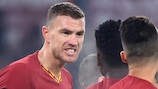 Edin Džeko leads the Roma celebrations on Matchday 6