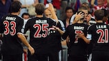 Bayern players celebrate after Arjen Robben scored their second goal