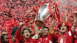 Liverpool celebrate their 2005 UEFA Champions League win at the Atatürk Olimpiyat Stadium