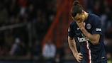 Zlatan Ibrahimović reacts against Caen