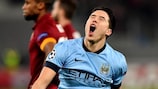 Samir Nasri celebra el primer gol del Manchester City' ante la Roma