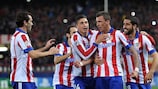 Atlético celebrate after Mario Mandžukić made it 3-0