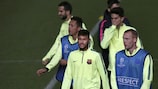 Neymar and Barcelona training at Nicosia's GSP Stadium