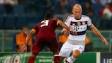 Arjen Robben takes on Ashley Cole during Bayern's 7-1 rout of Roma