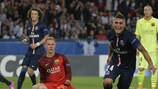 Marco Verratti celebrates after scoring Paris's second goal against Barcelona