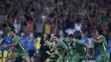 Ludogorets celebrate the Steaua win that earned this, their first home group game