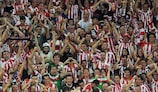 Athletic players celebrate their victory over Napoli in the play-offs