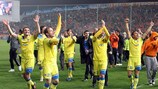 El APOEL tras su histórico éxito en octavos de final de la Champions ante el Lyon