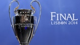 The UEFA Champions League trophy in Lisbon