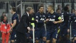 United celebrate the opening goal, which was swiftly cancelled out, in Munich