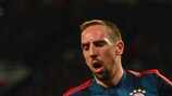 Bayern's Franck Ribéry during his 50th UEFA Champions League appearance at Manchester United