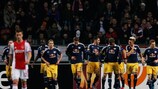 Salzburg celebrate scoring their first goal at Ajax