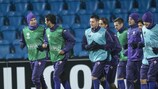 Fiorentina in training ahead of the first leg against Esbjerg