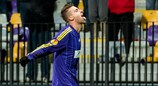 Željko Filipovič celebrates after scoring Maribor's winner