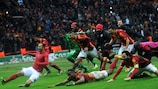 Galatasaray celebrate their victory against Juventus
