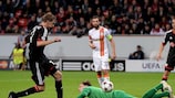 Stefan Kiessling scores Leverkusen's fourth goal and his second