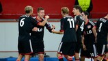 Jens Hegeler (2.v.l.) war der Matchwinner für Bayer 04 Leverkusen gegen Real Sociedad