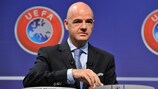 Il segretario generale UEFA Gianni Infantino ha diretto i sorteggi a Nyon