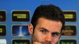 Juan Mata ponders an answer during Chelsea's pre-match press conference