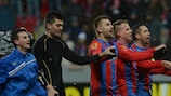 Plzeň celebrate their round of 32 success against SSC Napoli