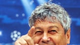 Mircea Lucescu speaks to the assembled media in Donetsk on Tuesday